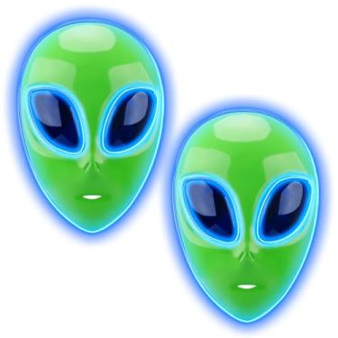 Imagem de Tanganan Máscara De Alienígena Led Para Adultos E Crianças, Iluminação Halloween Com 3 Modos Facial, Festival, Cosplay, Festa À Fantasia, Presente (2 Peças)