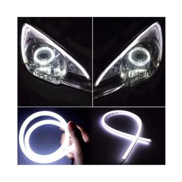 Imagem de Par Fita Barra Led Neon 12V Para Farol 40Cm Branca