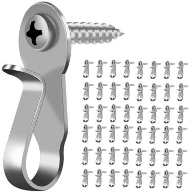 Imagem de DINGEE Pacote com 48 ganchos de cabide de luzes de cordão, gancho de parafuso para uso externo, gancho de luz pequeno de Natal para fio e luzes de LED de fadas, pátio, sinos de vento