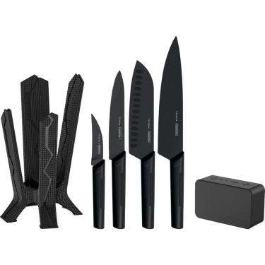 Imagem de Jogo De Facas Tramontina Nygma Com Caixa De Som 6 Pç Preto