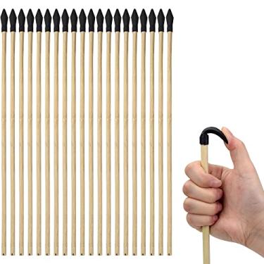 Imagem de Basbon 20 peças de pontas de borracha macia de flechas de madeira, 43 cm, flecha de brinquedo de madeira feita à mão para crianças e iniciantes, arcos de tiro com arco ao ar livre, decoração de