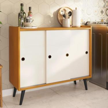 Imagem de Balcão de Cozinha com Trilhos Deslizantes para Portas de Correr Aparador para Sala De Tres Portas Deslizantes (Nature Off)