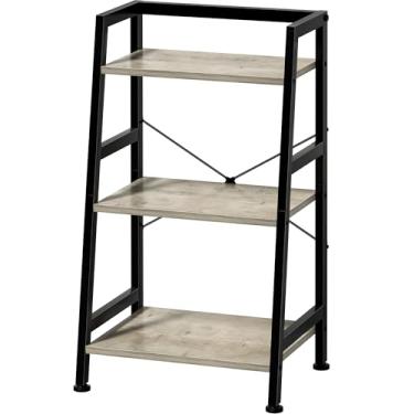 Imagem de Estante de livros de 3 camadas, prateleira de escada, prateleiras de pé, estante industrial com moldura de aço, estante pequena de metal, para sala de estar, escritório em casa, cozinha, quarto
