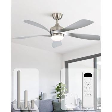 Imagem de Sofucor Ventiladores de teto de 132 cm com luzes e controle remoto, ventilador de teto externo com luz de 6 velocidades 3 CCT 3 temporizadores, ventilador de teto moderno de perfil baixo, motor CC