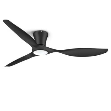 Imagem de ocioc Ventiladores de teto de 132 cm com luzes e controle remoto, ventiladores de teto reguláveis com motor CC silencioso reversível, montagem embutida, 3 CCT, ventilador de teto preto para quarto