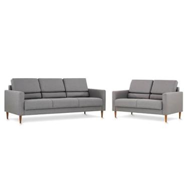 Imagem de Sofá 3 e 2 Lugares Herval Spirit, Desmontáveis, Linho Cinza