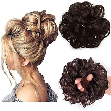 Imagem de Peruca de cabelo de rabo de cavalo com extensões de cabelo sintético com elástico grosso e cabelo marrom escuro