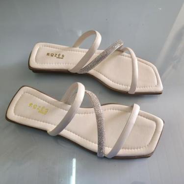 Imagem de Rasteira Feminina Sandalia Rasteirinha Tiras Strass Original Luxo - Ro