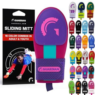 Imagem de Guardian Baseball Luva deslizante – Tamanhos para jovens e adultos – Protetor deslizante – Protetor de mão de beisebol – Alça elástica de compressão (Miami Vice Pink Purple Blue)