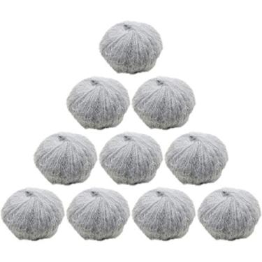 Imagem de 10 pçs 250 g 230 g cor lisa Angola Amorous Mohair Fio de lã de crochê para bricolagem, suéter de bebê feito à mão, xale, cachecol, roupas de fio fino, fio claro, cinza claro