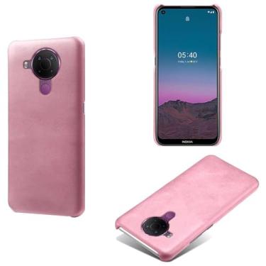 Imagem de Capa para NOKIA 5.4,Proteção contra quedas,Casca de volta de cor sólida simples,Design de couro de imitação de plástico-Pink