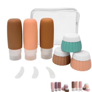 Imagem de Kit Viagem 6 Frascos em Silicone, Porta Shampoo, Condicionador e Cosméticos, 90ml e 40ml (CORES SORTIDAS)