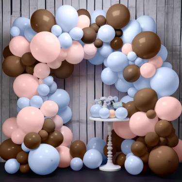 Imagem de Kit Balloon Garland KatChon Blue Brown Tan, pacote com 166