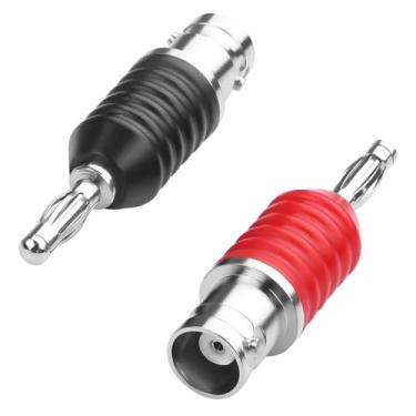 Imagem de QIANRENON Conector de osciloscópio BNC para conector banana de 4 mm fêmea bnc para plugue banana único de 4 mm Adaptador coaxial RF BNC-F para plugue de lanterna de 4 mm, para circuito de teste de