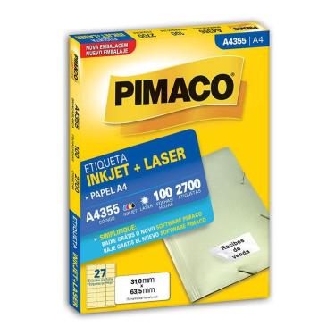 Imagem de Etiqueta inkjet/laser A4355 com 100 folhas Pimaco