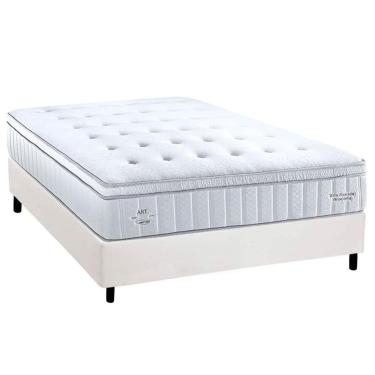 Imagem de Cama Box Casal: Colchão Molas Molas Ensacadas Ensacadas Herval C1781 + Base CRC Corano White (138x188)