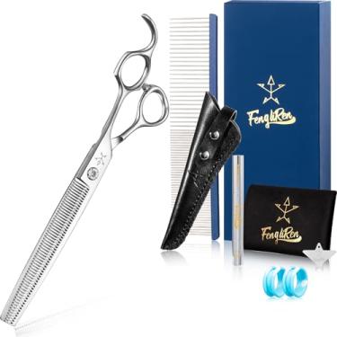 Imagem de Fengliren Tesoura profissional de alta qualidade para desbaste de corte de dentes, tesoura de texturização para animais de estimação, liga de aço inoxidável extremamente afiada para gatos e outros