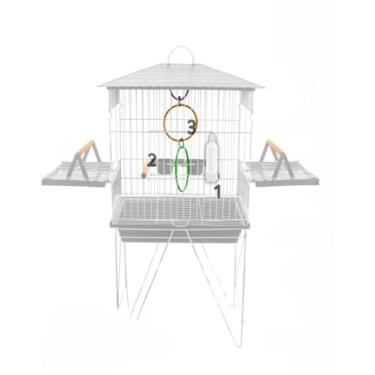 Imagem de Gaiola Viveiro Calopsita Com Bandejas Laterais C/Pé Grande AgapóRnis Aves Mansas Duplex/Triplex(BRANCA - VIVEIRO DUPLEX)