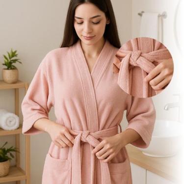 Imagem de Roupão Felpudo 100% Algodão Feminino Masculino Tamanho Único - EMPÓRIO