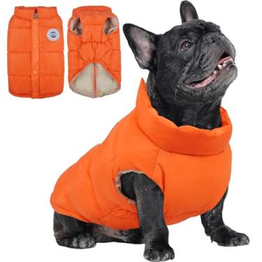 Imagem de Kuoser Colete acolchoado para cães, jaqueta quente para cães, à prova de vento, para clima frio, roupa de neve para animais de estimação, roupas leves de inverno para cães pequenos, design de botão