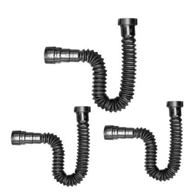 Imagem de Kit 3 Sifão Sanfonado Flex Preto Black Pia Banheiro Cozinha