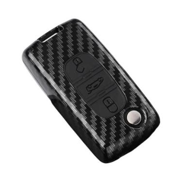 Imagem de Capa De Chave De Carro Em Fibra De Carbono ABS Para Peugeot 107 207 30