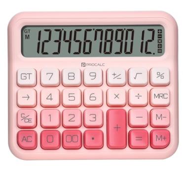 Imagem de Calculadora de Mesa Rosa 12 Dígitos Grandes Procalc Pc315-PK Tecla Softkey