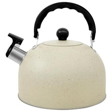Imagem de Chaleira de chá de assobio, chaleira de aço inoxidável de 3 L, com cabo ergonômico antiescaldante, chaleira de acampamento portátil, chaleira de assobio, chaleira de chá para fogão de indução a gás