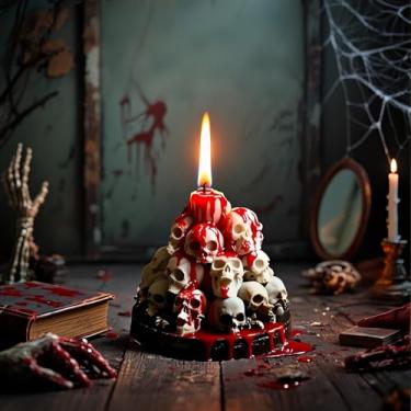 Imagem de Moldes de vela de caveira de Halloween para fabricação de velas, moldes de fundição de resina epóxi de silicone para velas de aromaterapia, sabão de cera, presentes artesanais de resina, decoração