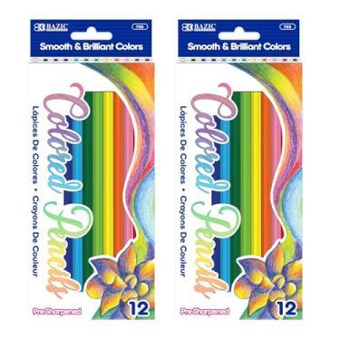 Imagem de Lápis de cor BAZIC 12 cores, conjunto de lápis de colorir, núcleo macio, para desenho artístico, esboço, presente para artista adulto (pacote com 12), 2 pacotes