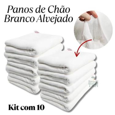Imagem de Saco 10 Pano De Chão Branco Grande 70X 45Cm Grosso Duplo - Neves