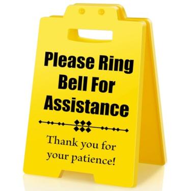 Imagem de BuiltFit Sino de anel para sinal de assistência - placas de agradecimento pela sua paciência pequena mini mesa de trabalho para serviço de negócios porta de casa janela escritório entrada hotel escola