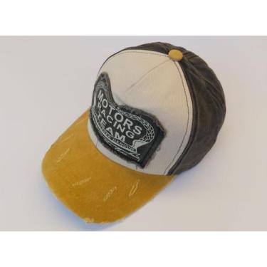 Imagem de Boné rasgado Aba curva Masculino/Feminino - Genérica, Cinza aba amarel