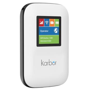 Imagem de Karbor Ponto de acesso Wi-Fi 4G LET, hotspot móvel portátil para viagens, com dados globais de 1 GB (MF833 com 10 GB EUA e 1 GB de dados globais)