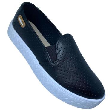 Imagem de Tênis Slip On Moleca Preto Respirável Microfuros Conforto - 42647, 37