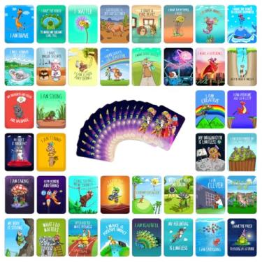 Imagem de 45 cartões de afirmação para crianças - Edição padrão - 6,3 x 9 cm - Notas de conversa para crianças e crianças pequenas - Mindfulness, habilidades sociais, terapia CBT - almoço, conselheiros