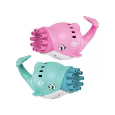 Imagem de Máquina de Bolhas de Sabão Infantil em Formato de Golfinho – Brinquedo Divertido e Colorido | Ideal para Festa, Praia, Parque e Dia das Crianças (ROSA)