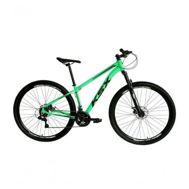 Imagem de Bicicleta Aro 29 Ksx Sd7 21v Cabos Internos Alumínio Freios A Disco Garfo Suspensão Verde Preto Tamanho 17