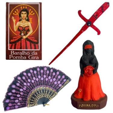 Imagem de Kit Pomba Gira Leque+Athame+Escultura+Baralho - Bialluz Presentes