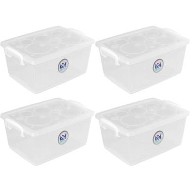 Imagem de 4 Caixas Organizadoras Travas e Alças 4L Bel Ordene para Armário Closet Incolor