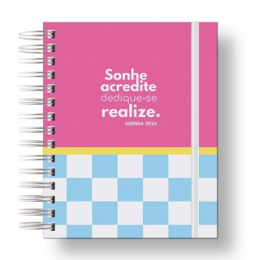 Imagem de Agenda 2024 Organize seu Ano/ Rosa Xadrez Azul