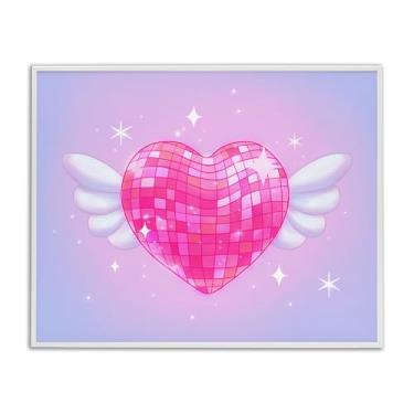 Imagem de Stupell Industries Arte giclée emoldurada de coração disco com asas, design de Stephanie Sanchez, 61 x 76 cm