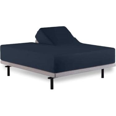 Imagem de Lençol Queen com elástico para camas ajustáveis, 800 fios, 100% algodão egípcio, cabeça flexível, lençol com elástico dividido apenas 81 cm a partir do topo, lençol com elástico Queen metade dividido