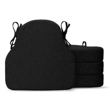 Imagem de Conjunto de 4 almofadas de cadeira de cozinha, almofadas de assento para cadeiras de jantar, fundo antiderrapante, em forma de U, laços, banquinho de bar de espuma de alta resiliência, casa de fazenda