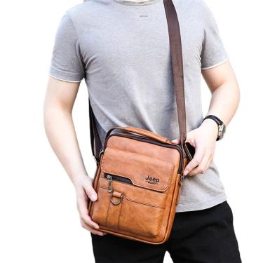 Imagem de Mensageiro Masculino Shoulder Bag Retro Casual Leather Handbags M