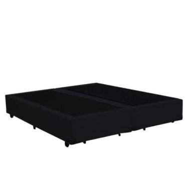 Imagem de Base Box Queen Bipartido Suede Preto 38x158x198 - SP Móveis