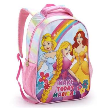 Imagem de Mochila Escolar Infantil De Alças Menina Feminina Princesa Rosa - Zoop