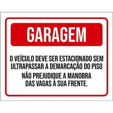 Imagem de Kit 3 Placas Sinalização - Garagem Demarcação Piso