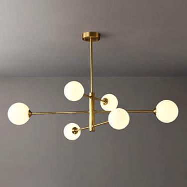 Imagem de Lustre 6 Luzes Globo de Vidro Lustre Iluminação Ouro Luminárias Pingente de Meio Século Magic Bean Teto Pendurado Iluminação para Sala de Estar Quarto Sala de Jantar Corredor