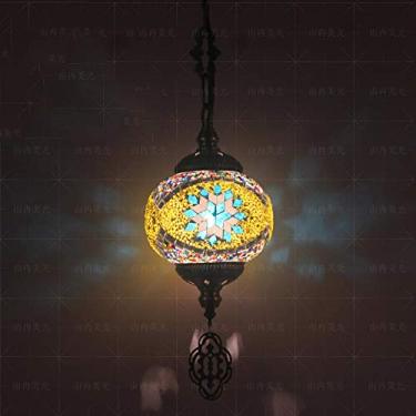 Imagem de 1 Luminária pendente de mosaico de globo de luz, luminária pendente de teto decorativa boêmia para sala de jantar, sala de estar, bar, hotel, lustre de vidro para quarto